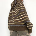 Women Zip Up Drawstring Hoodie Casual Striped Long Sleeve Sweatshirt Jacket Autumn Streetwear. 