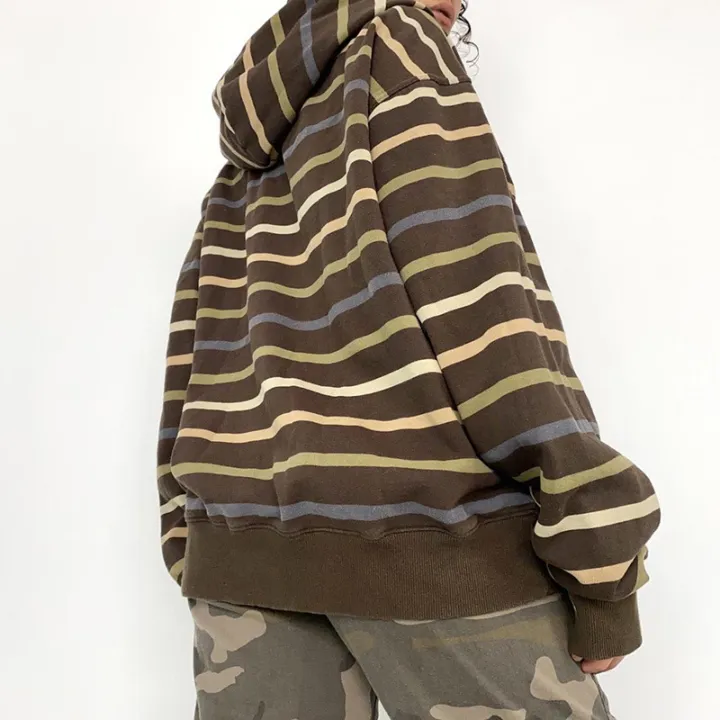 Women%20Zip%20Up%20Drawstring%20Hoodie%20Casual%20Striped%20Long%20Sleeve%20Sweatshirt%20Jacket%20Autumn%20Streetwear%20-%20Image%203