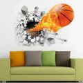 Waterproof 3D Basketball Rush out Wall Art Decal Kids Room Decor Mural Sticker. 