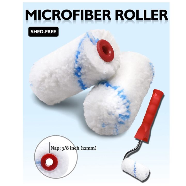 16Pcs%202%20Inch%20Small%20Paint%20Roller%20with%202%20Paint%20Trays,%20Roller%20Brush%20-%20Image%204
