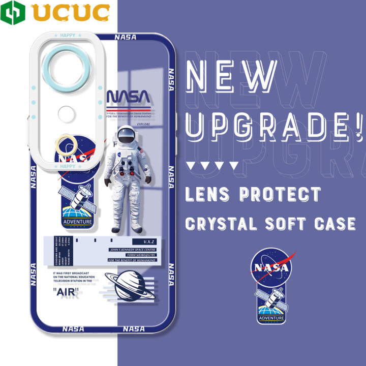 UCUC for Vivo V40 / V40 Pro 5G Back Cover Astronaut Label Transparent Crystal TPU Soft Case Full Lens Protection Ultra Thin Drop Resistant Phone Case
