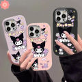 For Vivo Y27 Y22 Y20 Y21 Y15 Y02s Y17s Y33s Y20s Y11s Y21s Y12 Y20i Y27s Y36 Y02 Y15A Y91C Y17 V25 Y15s V25E Y16s V29 Cartoon Kuromi Love Heart Luxury Painting Metal Lens Case. 