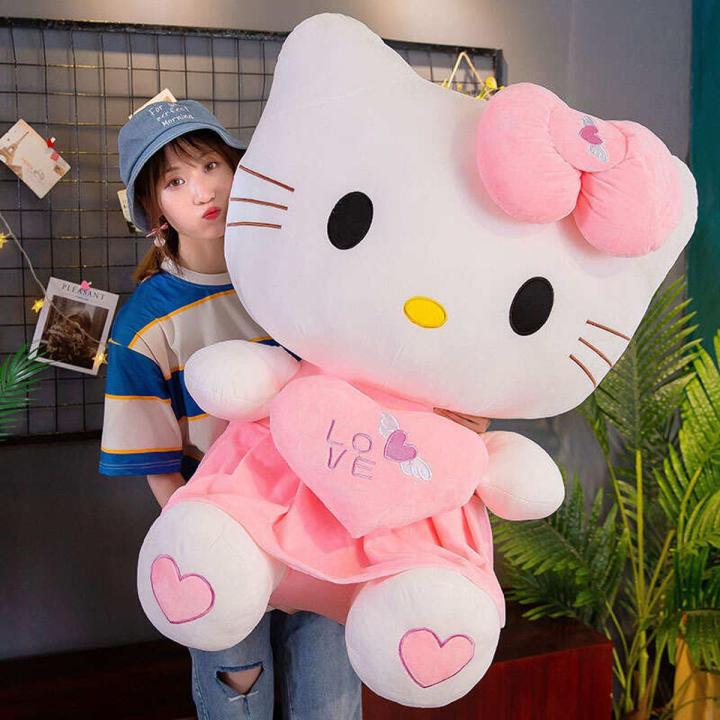 Big Hello Kitty Plush Soft Toys Cute Stuffed Kitty Doll Hugging Pillow ...