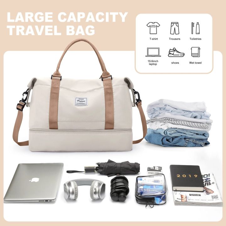 Likros%20Duffel%20Bag%20Travel%20Bag%20with%20Shoes%20Compartment,%20Gym%20Tote%20Bags,%20Shoulder%20Weekender%20Overnight%20Bag%20for%20Women%20Luggage%20Hangbag%20-%20Image%202