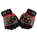 Skulls Rivet PU Leather Fingerless Gloves Men Women Fashion Women's Gym Punk Gloves Half Finger Men's Gloves. 