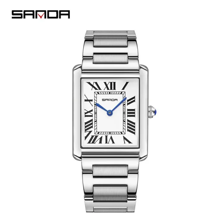 Sanda%201108%202023%20Rectangular%20Couple%20Watch%20Silver%20Case%20Watch%20Luxury%20Brand%20Fashion%20Leather%20Strap%20Quartz%20Clock%20Zegarek%20damski%20-%20Image%206