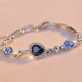 Titanic Heart of Ocean Bracelets for Women Peach Heart Blue Crystal Zircon Bracelets Female Wedding Engagement Jewelry - Breslet For Women - Bracelet For Women. 