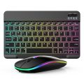 Custom ABS Slim RGB Backlit Wireless Keyboard & Mouse Combo | Rechargeable Bluetooth & 2.4GHz Dual Mode | Silent Keys | For Laptop, PC & Tablet.