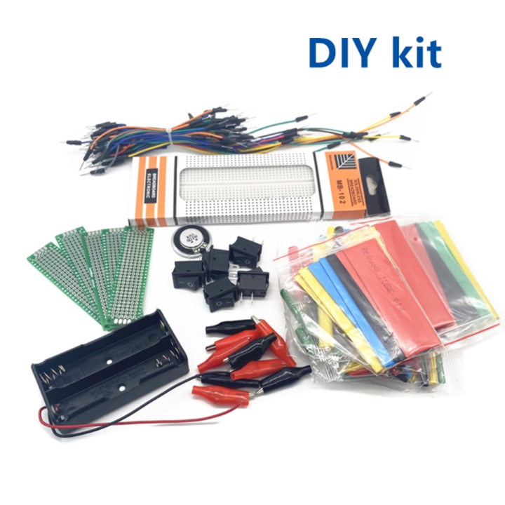 Diy Electronics Components Kit Assortment Resistors Led Capacitors Breadboard Switch Heat Shrink 18650 Box