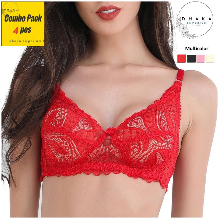 100%25%20Export%20Quality%20Bra%20Lace%20And%20Soft%20Net%20Fabrics%20With%20Cotton%20Non-Padded%20Regular%20Bra%20-%20Image%202