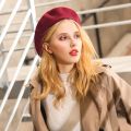Wool Contained Women Berets Winter Hats Vintage French Plaid Top Military Cap Painter Hat Beret Women Hat Beret Hat Pink Hat. 