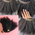 4B 4C Afro Kinky Curly Human Hair I Tips Microlinks Brazilian Remy Hair Extensions Hair I Nail Tips Black Color For Women. 