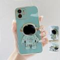FELMYST Astronaut Case For iPhone 12 mini 3D NASA POP Folding Stand Holder Mobile Phone Casing Girl Boy Luxury Plating Square Soft Shockproof Cover Accessories. 