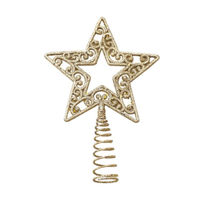 Five Pointed  Tree Topper/Hollow Stars Powder Snowflake Hanging Tree Top