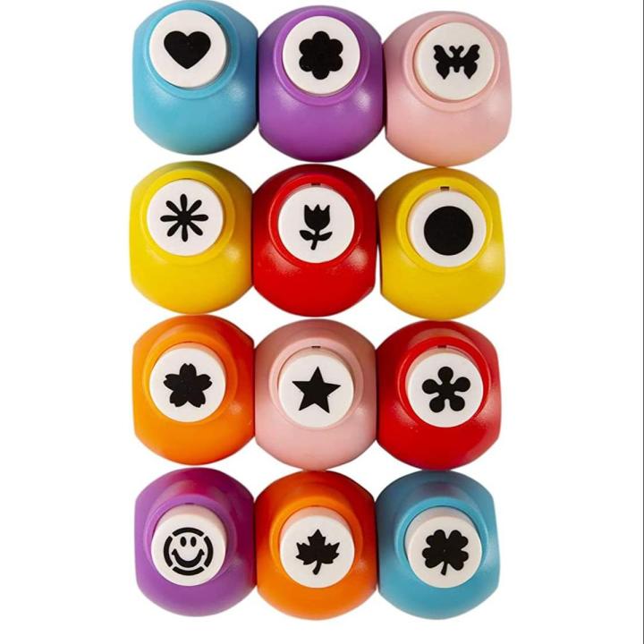 Hobby Tek Craft Punch Punching Hole Tool, for DIY Greeting Card, Scrapbook and Art and Craft(Assorted Shapes, Pack of 12)