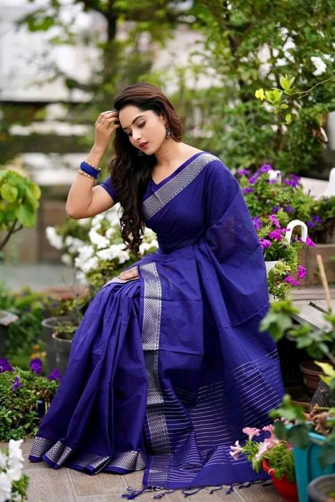 Fashionable Tangail Tat HalfSilk Arong Saree for Women