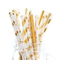 25pcs Metallic Gold heart star Foil Stripe Paper Straws Disposable Tableware Wedding Decor Baby Shower Birthday Party Supplies.