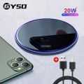 20W Fast Qi Wireless Charger For iPhone 11 Pro X/XS Max XR 8 Plus USB Wireless Charging Pad For Samsung S9 S10 S20 Note 9 8. 