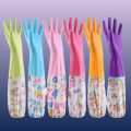 High Quality Silicone Hand Gloves With Foam Durable for Dishwashing and Household Cleaning - Waterproof, Long Cuff, Flock Lining, Non-Slip Thermal Grip. 