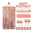 Migeet 40PCS Rose Gold Birthday Party Decorations Set Boys Girls Women Birthday Party Supplies Reusable Happy Birthday Sequin Heart Balloons Tassel Door Curtain for Baby Birthday Party Decorations. 