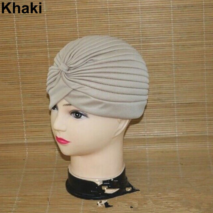 Women's%20Stretchy%20Turban%20Head%20Wrap%20Band%20Chemo%20Bandana%20Hijab%20Pleated%20Indian%20Cap%20-%20Image%202