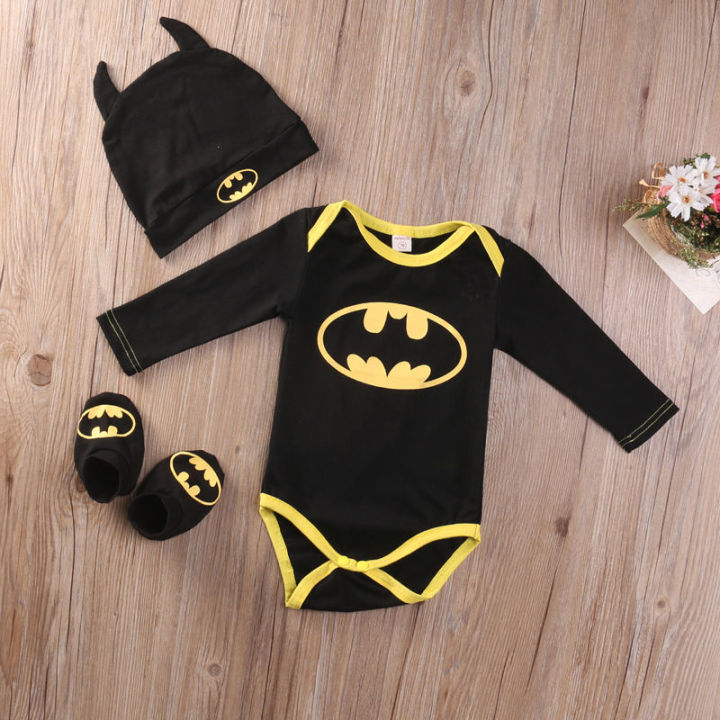 %EF%BC%88NEW%EF%BC%89Cute%20Batman%20Newborn%20Baby%20Boys%20Infant%20Rompers%20Shoes%20Hat%203Pcs%20Outfit%20Clothes%20Set%20-%20Image%204