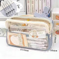 Transparent Transparent pencil case Convenient 22*13*5cm Weaving Multilayers pencil bag Aesthetic design Large capacity Large capacity pen pouch for School Office Art class Students Stationery storage.