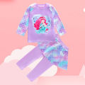 DSstyles 2pcs Girls Split Swimsuit Cartoon Mermaid Long Sleeves Tops Long Pants Beach Sunscreen Quick-drying Swimming Suit.