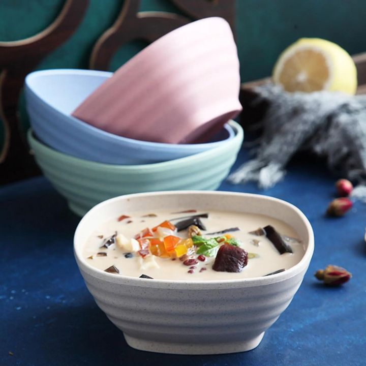 【NEW】 Wheat Straw Fiber Thick Children Heat Insulation Soup Square Bowl Tableware Eco Friendly Rice Salad Noodle Bowl Dinnerware