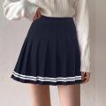 Y2k Summer Korean Fashion Short Women Skirt Casual High-Waisted Slim Elastic Striped Harajuku Pleated School Mini A-line Skirts.
