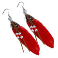 Bohemian Women Indian Feather Beads Tassel Dangle Hook Earrings Jewelry Gift.