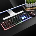 Keyboard Mouse Combo 1 Set Cool Suspended Keycap Structure Comfortable Percussion Clear Print Keyboard Mouse Set For Home.
