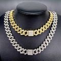 Cuban Chain,Hip Hop Iced Out Bling Alloy Gold Silver Color Hip hop Necklace For Men With Chains. 
