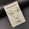 3Pcs Fashion Elegant Imitation Pearl Rhinestones Geometry Necklace Earrings For Women Bride Wedding Party Jewelry Set Gifts Mzea. 