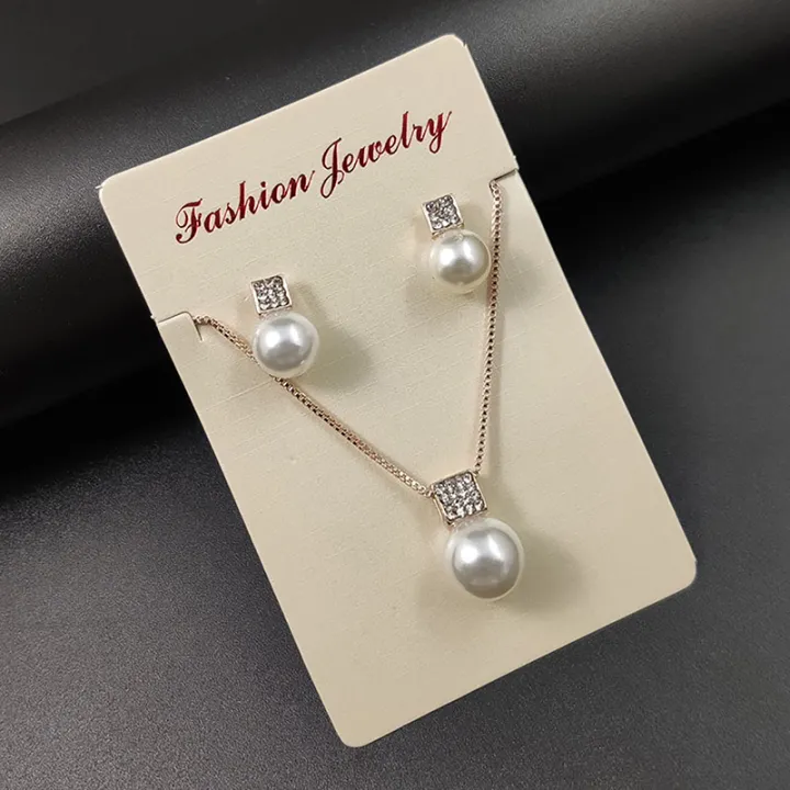 3Pcs%20Fashion%20Elegant%20Imitation%20Pearl%20Rhinestones%20Geometry%20Necklace%20Earrings%20For%20Women%20Bride%20Wedding%20Party%20Jewelry%20Set%20Gifts%20Mzea%20-%20Image%203
