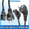 Euro Plug Cable IEC C13 Computer Power Cable Extension Cord 0.3m 1m 1.5m 2.5m EU Power Cable For Monitor PSU Antminer Printer BK. 