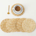 Straw Woven Placemat Wheat Straw Wheat Braid Woven Pad Dining Table Decor Insulation Meal Mat Environmentally Friendly Coaster.