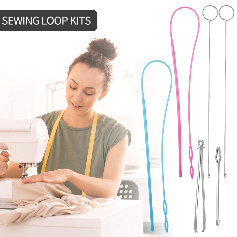 Hilltian 9 Pcs Drawstring Threader Tool Set - Stainless Steel Loop Turner Hooks, Tweezers & Flexible Threaders