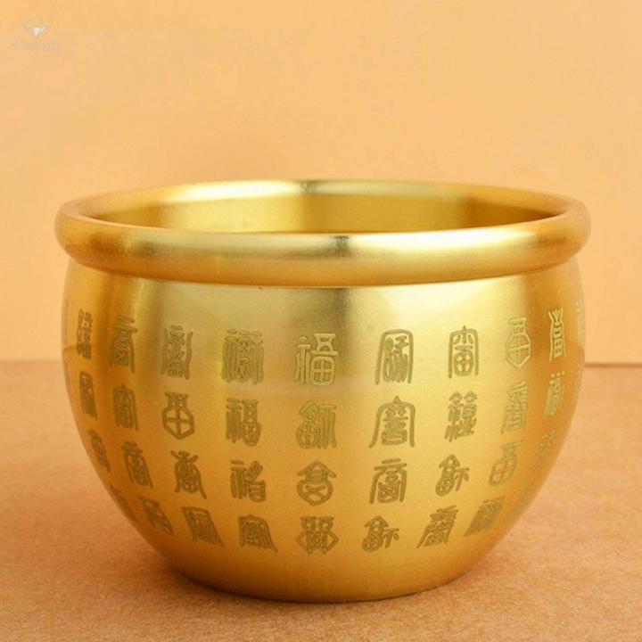 2x Brass Feng Shui Bowl Wealth Chinese Traditional Lucky Cornucopia Statue Sculpture Lucky Figurine Folk Treasure Bowl for