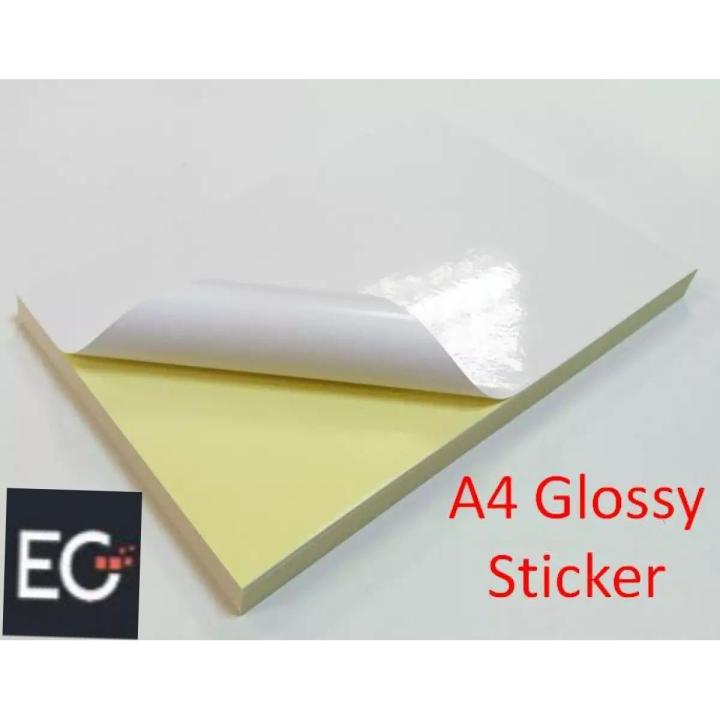 A4 Self Adhesive Sticker Paper (10 Sheets) Glossy White Blank Sticker Paper