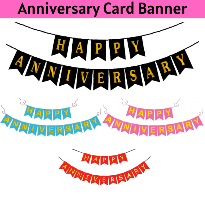 Happy Anniversary Card Banner - Elevate Your Celebration with this Stylish and Versatile Decoration - (Pack of 1 Pcs)