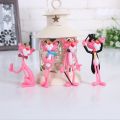 4pcs/lot Action Toy Figures Pink Panther Cute Doll Micro Landscape Decoration Cartoon Naughty Leopard Model For Child Gift.