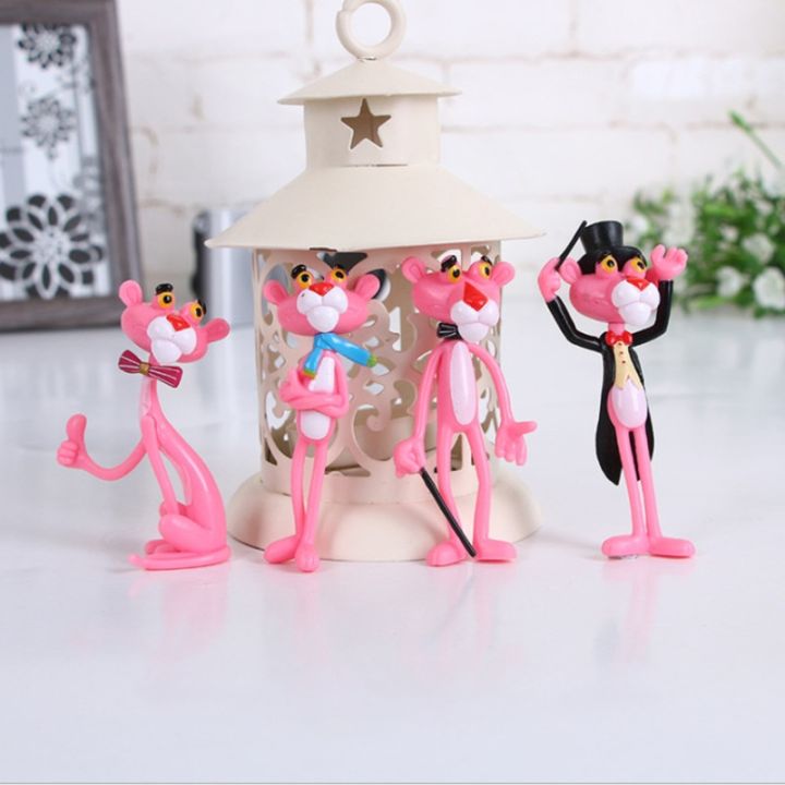 4pcs/lot%20Action%20Toy%20Figures%20Pink%20Panther%20Cute%20Doll%20Micro%20Landscape%20Decoration%20Cartoon%20Naughty%20Leopard%20Model%20For%20Child%20Gift%20-%20Image%204