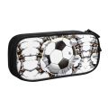Football Players On Black Pencil Case for Girls Boys Large Storage Soccer Ball Lover Pen Bag Box School Accessories.