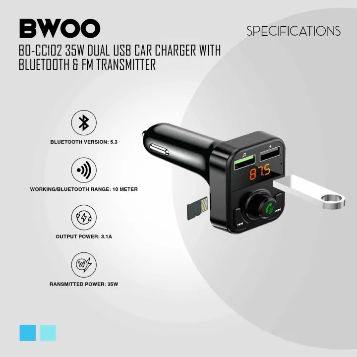 BWOO%20BO-CC102%2035W%20Dual%20USB%20Black%20Car%20Charger%20With%20Bluetooth%20&%20FM%20Transmitter%20-%20Image%204