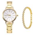 Elegant Ladies Bracelet Watch Set Luxury Fashion Watches Gold Chain Strap and Elegant Design Women Wristwatch. 
