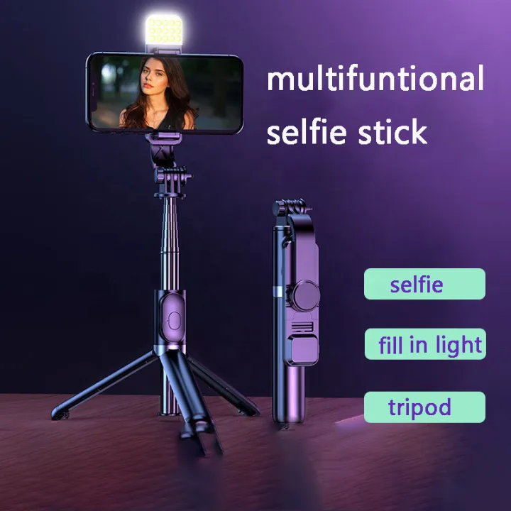Q07%20Selfie%20Stick%20Foldable%20Mini%20Tripod%20with%20Fill%20Light%20Bluetooth%20Remote%20Shutter%20Retractable%20Rod%20for%20Phone%20(100cm)%20-%20Image%203