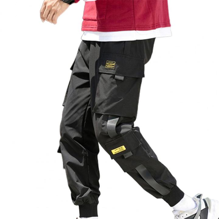 Safari%20Style%20Men%20Cargo%20Pants%20Side%20Pockets%20Stretchy%20Waist%20Drawstring%20Strap%20Decor%20Ankle-banded%20Jogger%20Pants%20-%20Image%202