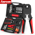 AMPCOM RJ45 Crimper Lan Tester Tool Set Ethernet Cable Stripper Punch Down Tool rj 45 rj11 Connectors 12 in 1 Cabling Repair Set. 