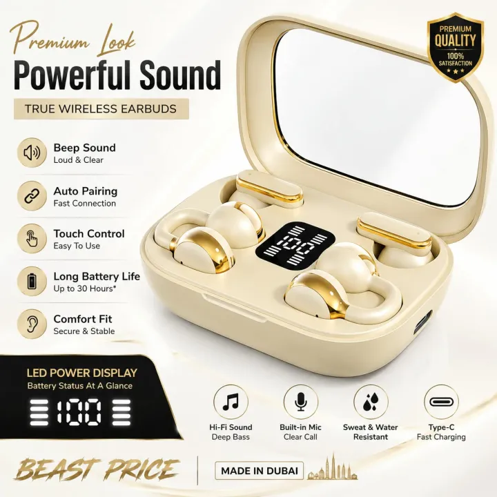 Q10 2in1 Couple Premium LED TWS Wireless Earbuds (ANC & LED Digital Display)